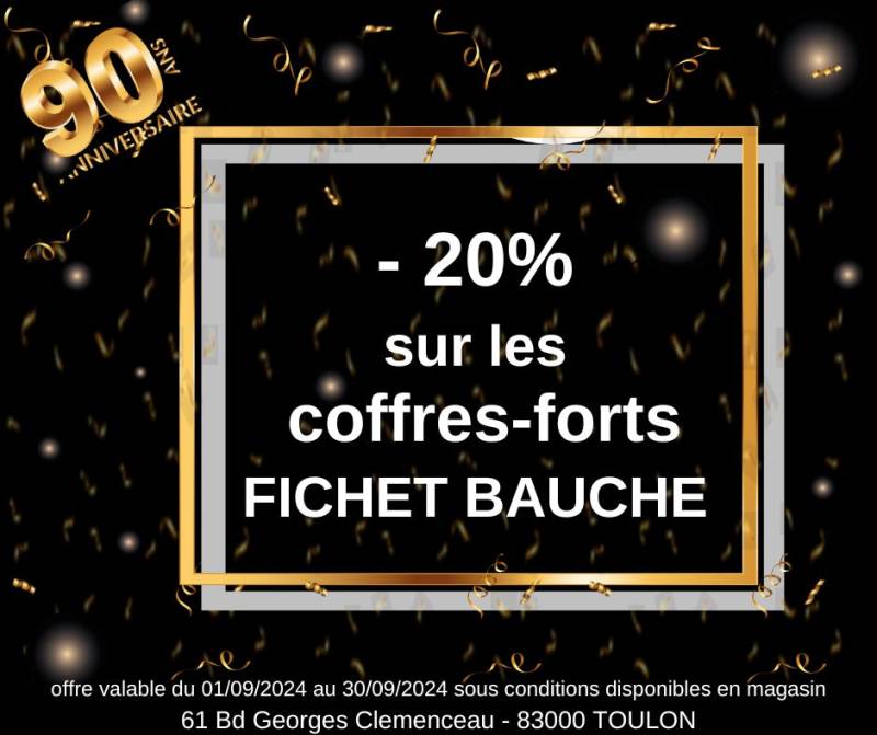 En Septembre 2024, 20% de remise sur les coffres-forts FICHET BAUCHE
